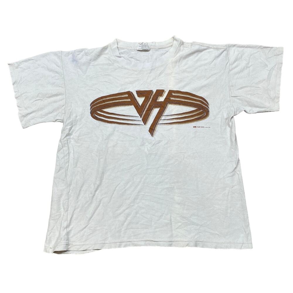 Vintage 90s Van Halen Gold Logo Knit Boxy Band T Shirt Men's L